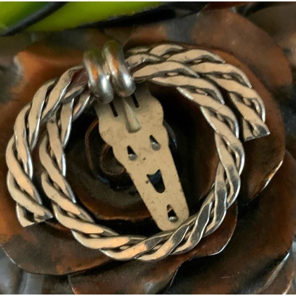 Braided Rope Dress Clip, in Silver tone, Unmarked, Vintage